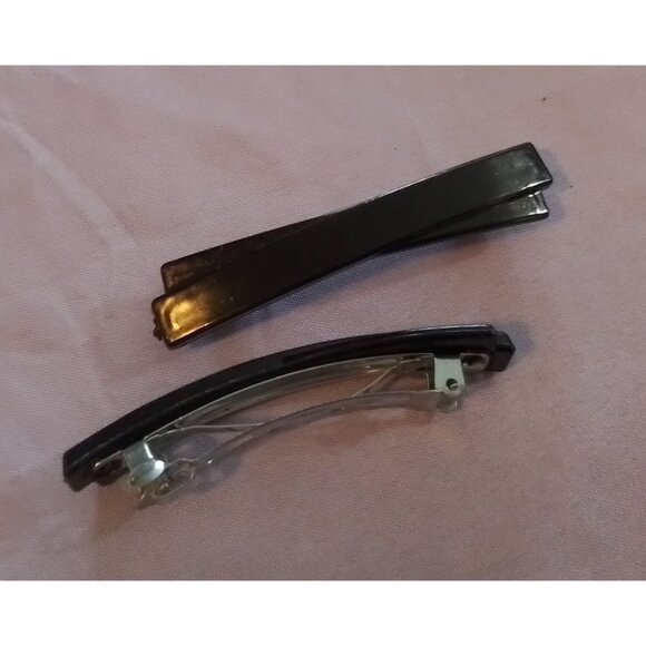 Vintage Black Hair Barrettes Set Of 2 - Classic Design - Picture 2 of 4